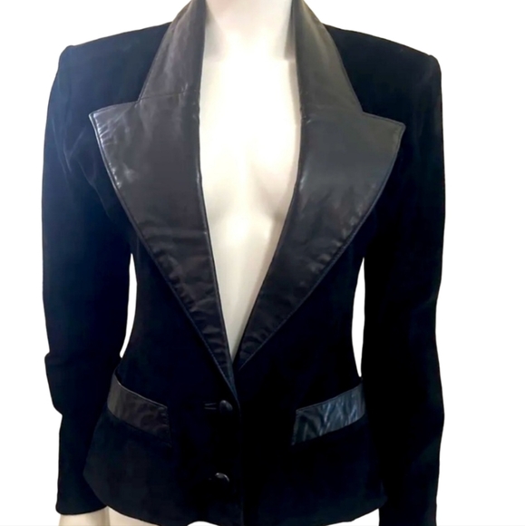 North Beach Leather Jacket Vintage 90s Size: S, Black Suede with Leather Details - Picture 9 of 12